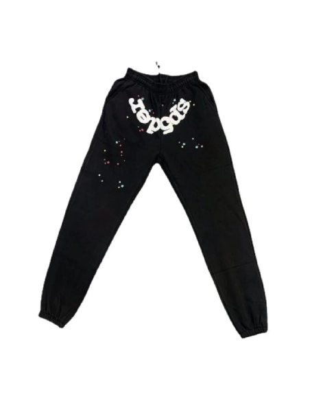 22ss Classic Flame Logo Graffiti Black Sp5der Tracksuit,Sp5der Tracksuit,SUIT,Clothing