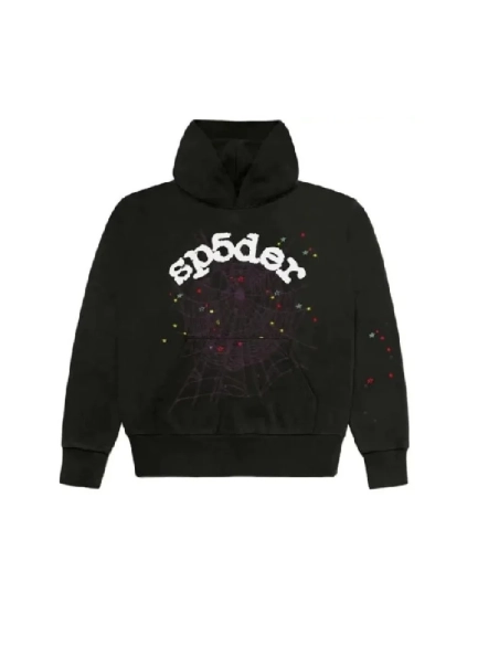 22ss Classic Flame Logo Graffiti Black Sp5der Tracksuit,Sp5der Tracksuit,SUIT,Clothing