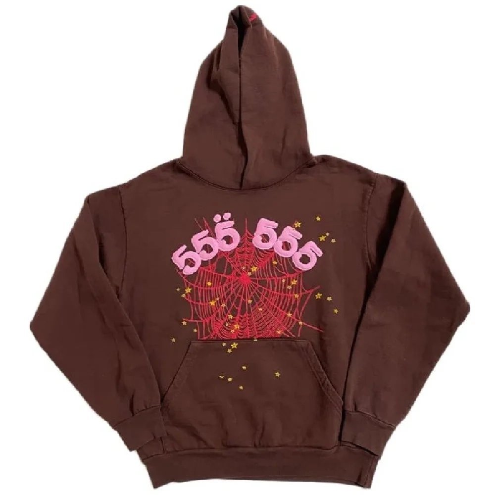 Brown Spider Hoodie 555 555,Sp5der Hoodie,HOODIE,Clothing