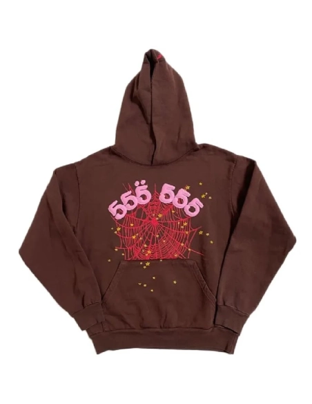 Brown Spider Hoodie 555 555,Sp5der Hoodie,HOODIE,Clothing