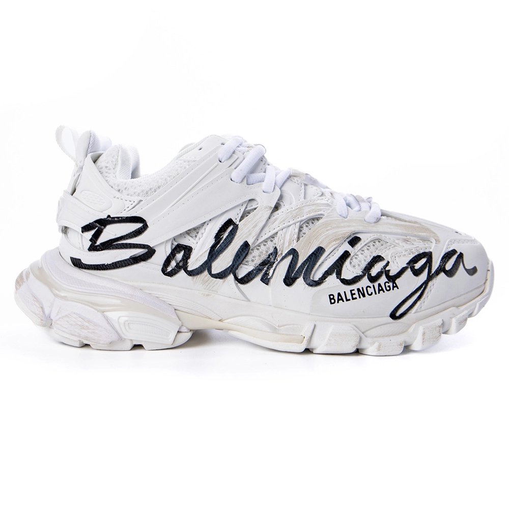 Balenciaga Track Signature Sneaker In White/Black 542436WTRHW-9010,BALENCIAGA TRACK,BALENCIAGA