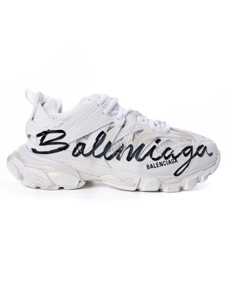 Balenciaga Track Signature Sneaker In White/Black 542436WTRHW-9010,BALENCIAGA TRACK,BALENCIAGA