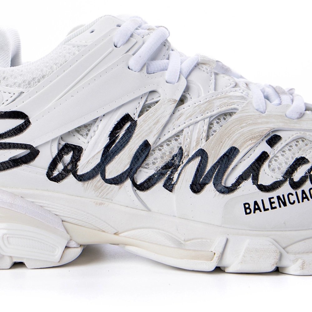 Balenciaga Track Signature Sneaker In White/Black 542436WTRHW-9010,BALENCIAGA TRACK,BALENCIAGA