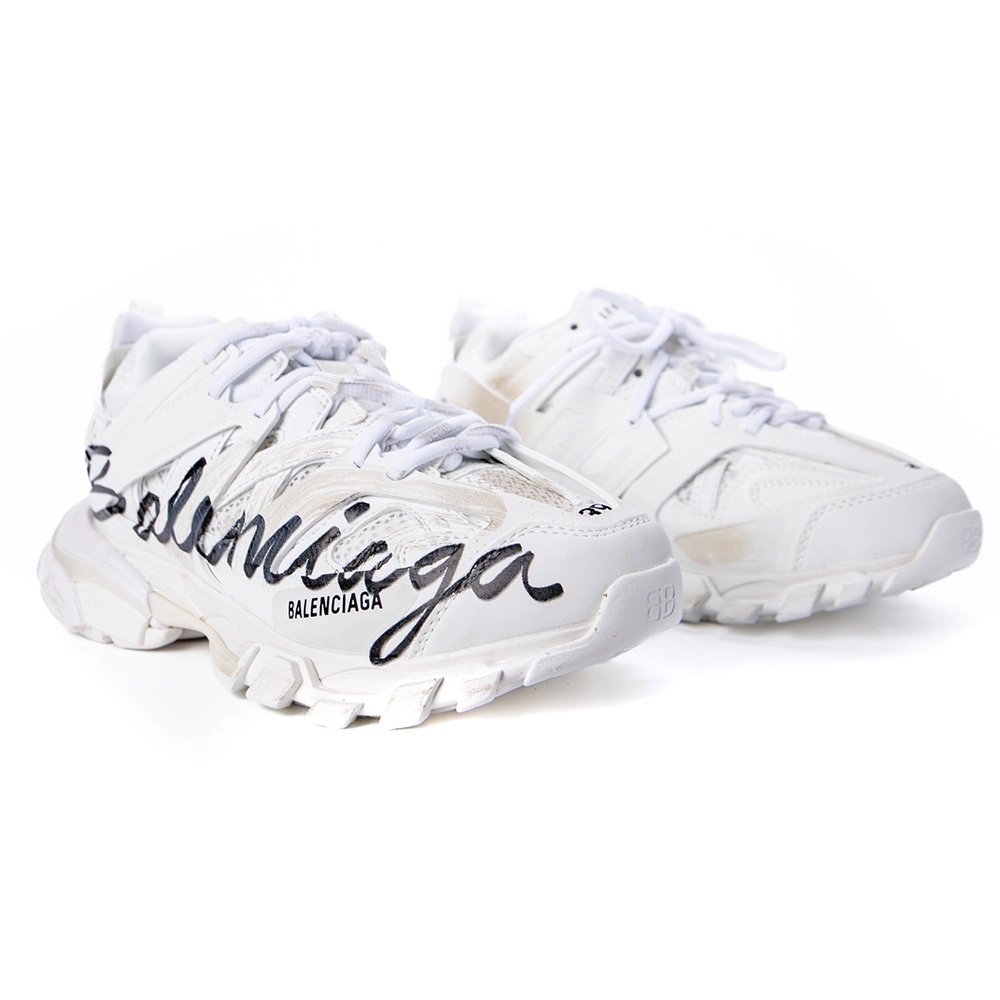 Balenciaga Track Signature Sneaker In White/Black 542436WTRHW-9010,BALENCIAGA TRACK,BALENCIAGA