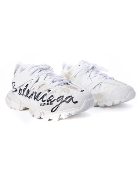 Balenciaga Track Signature Sneaker In White/Black 542436WTRHW-9010,BALENCIAGA TRACK,BALENCIAGA
