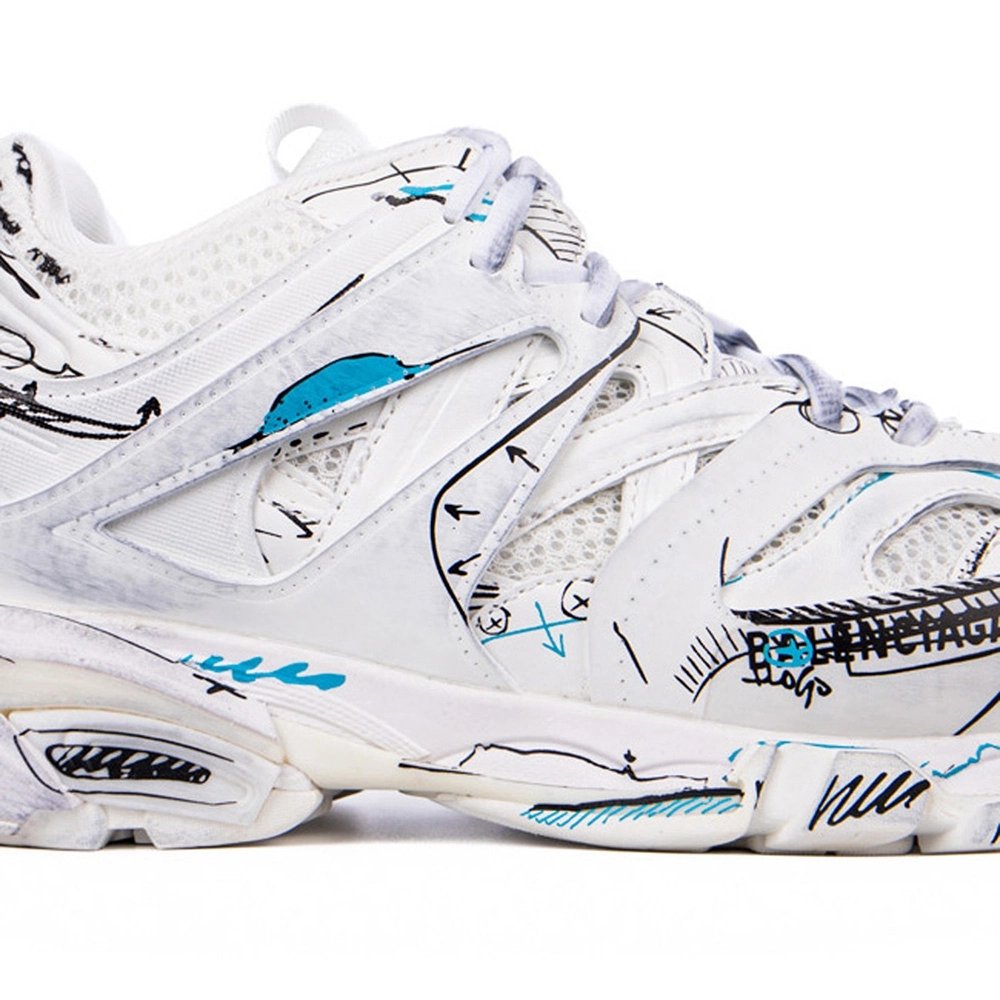 Balenciaga Track 3.0 White Blue Black High Art Graffiti 542023-W3SRA-9014,BALENCIAGA TRACK,BALENCIAGA