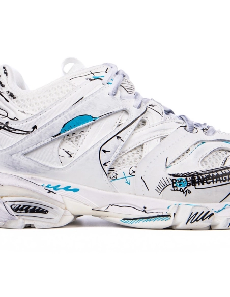 Balenciaga Track 3.0 White Blue Black High Art Graffiti 542023-W3SRA-9014,BALENCIAGA TRACK,BALENCIAGA