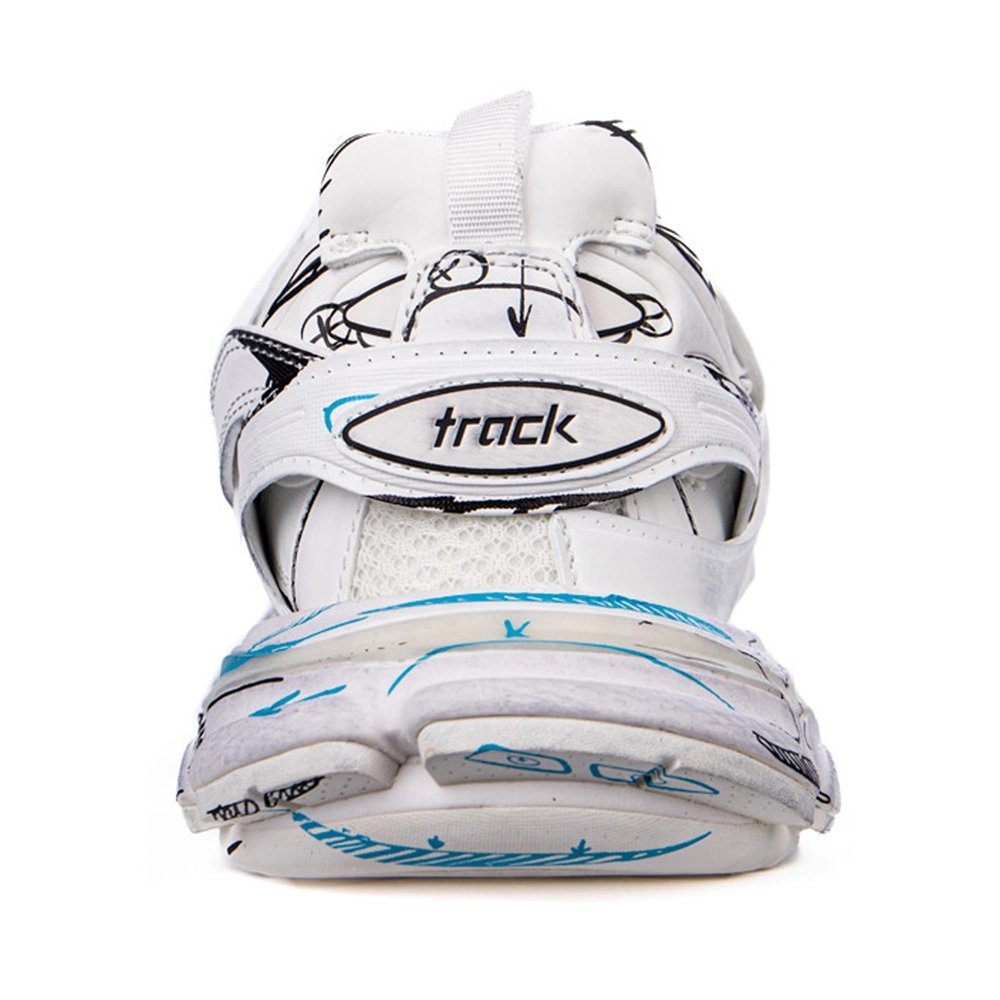 Balenciaga Track 3.0 White Blue Black High Art Graffiti 542023-W3SRA-9014,BALENCIAGA TRACK,BALENCIAGA