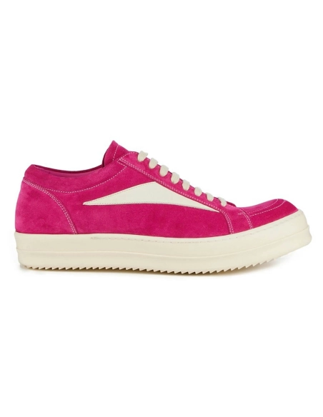 Rick Owens EDFU Vintage Sneaks Velour Suede Hot Pink Milk White RP01C5888-LVSLPO-1311,RICK OWENS,Other Brand Sneakers