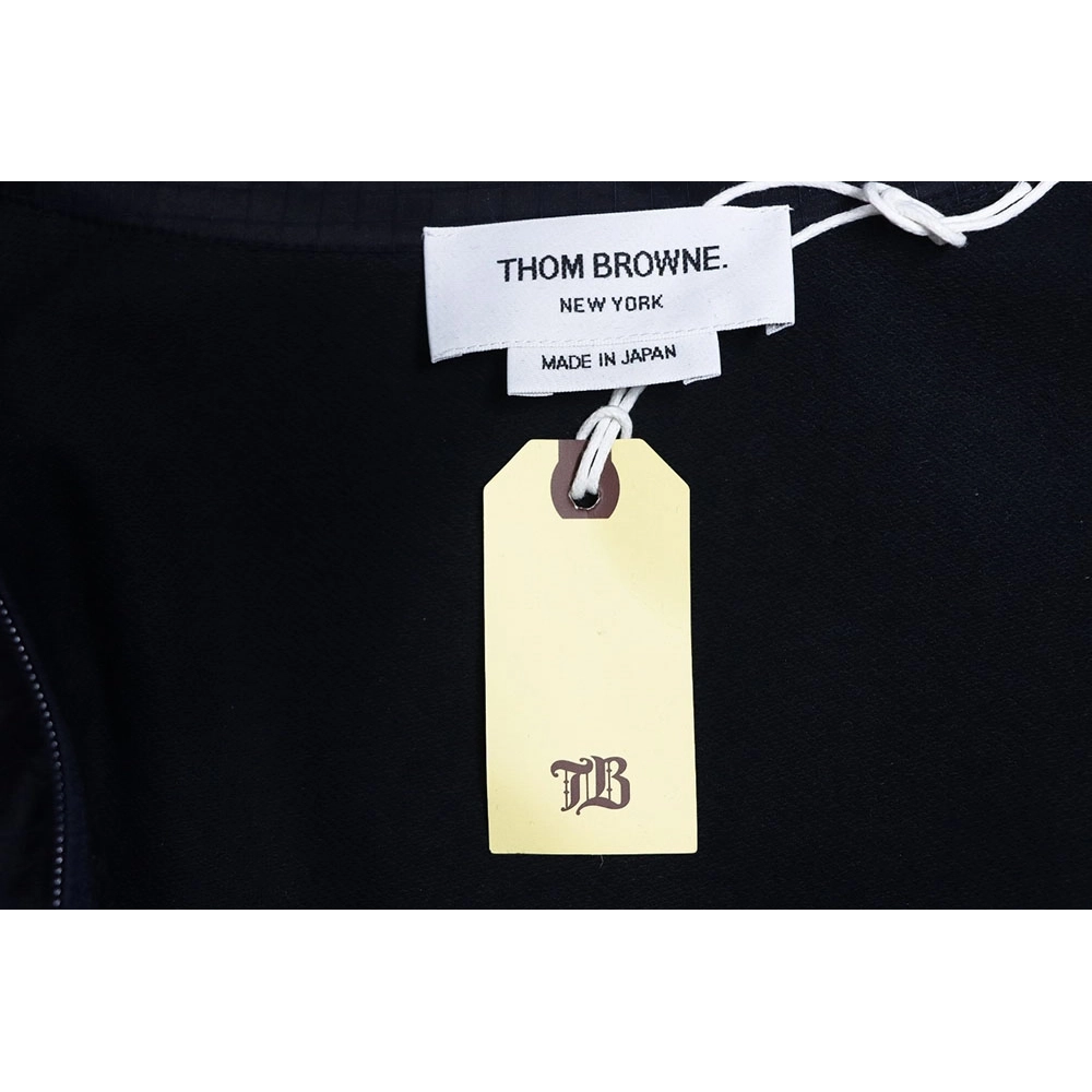 Thom Browne double layer four bar woven stand collar jacket TSK1,Cheap Replica Reps Thom Browne