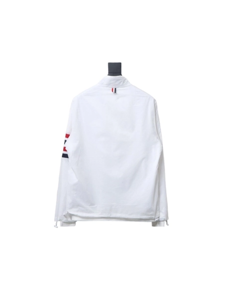 Thom Browne double layer four bar woven stand collar jacket,Cheap Replica Reps Thom Browne
