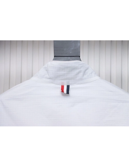 Thom Browne double layer four bar woven stand collar jacket,Cheap Replica Reps Thom Browne