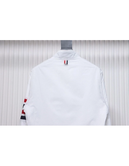 Thom Browne double layer four bar woven stand collar jacket,Cheap Replica Reps Thom Browne