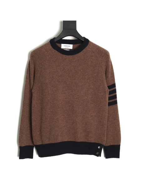 Thom Browne colorblock wool crewneck sweater TSK1,Cheap Replica Reps Thom Browne