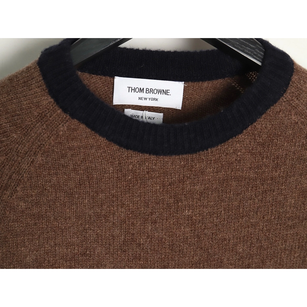 Thom Browne colorblock wool crewneck sweater TSK1,Cheap Replica Reps Thom Browne