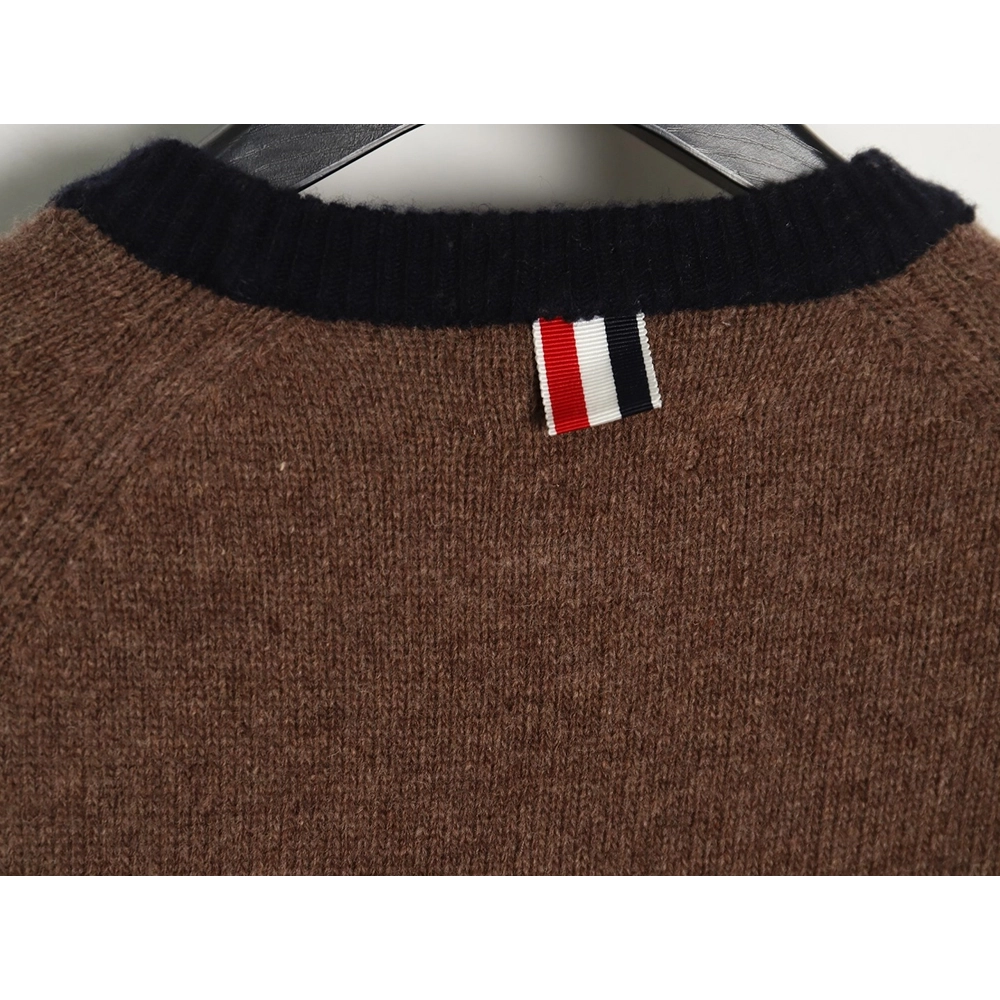 Thom Browne colorblock wool crewneck sweater TSK1,Cheap Replica Reps Thom Browne