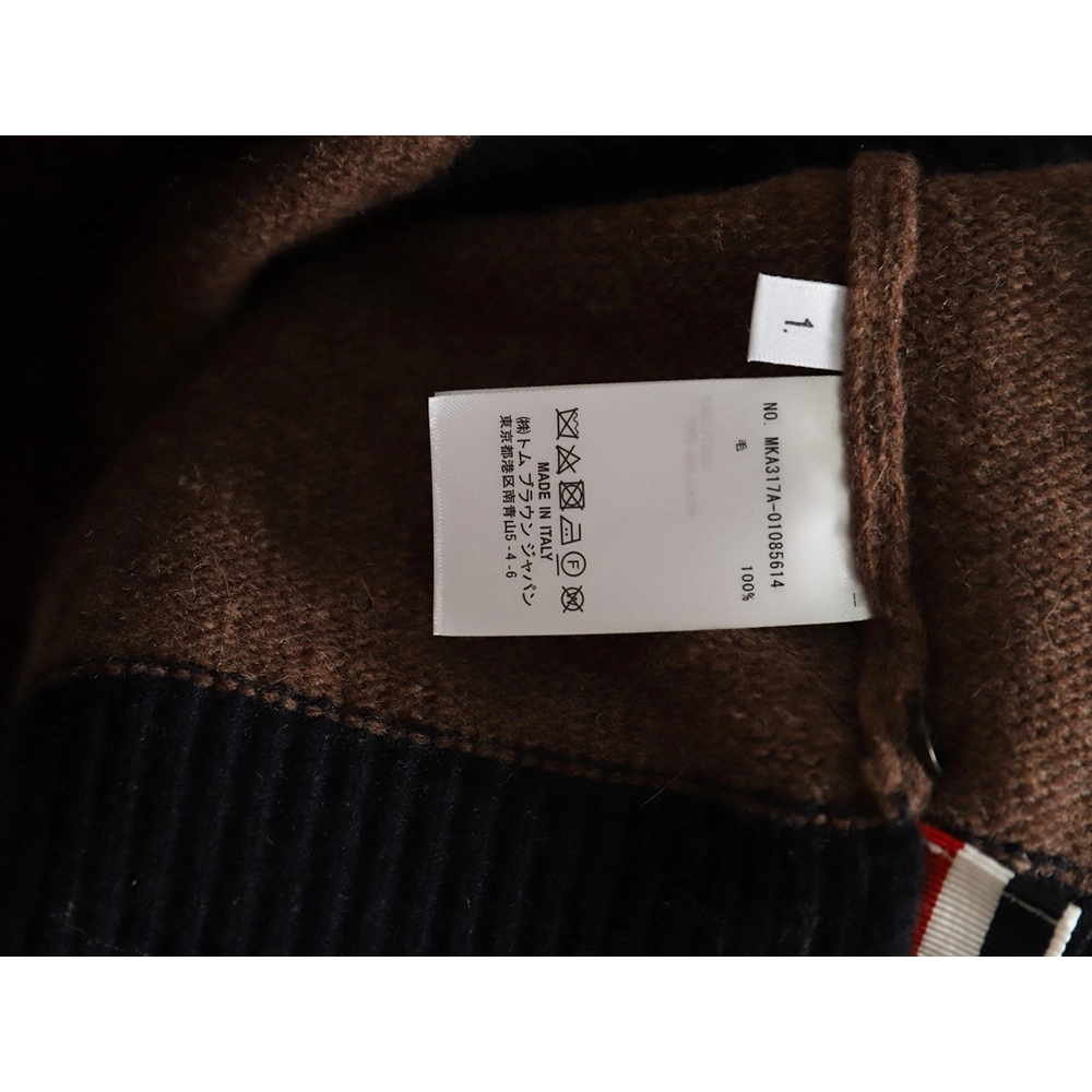 Thom Browne colorblock wool crewneck sweater TSK1,Cheap Replica Reps Thom Browne