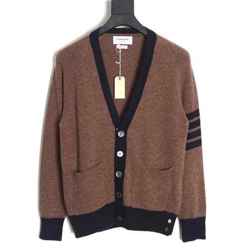 Thom Browne colorblock wool cardigan sweater TSK1,Cheap Replica Reps Thom Browne