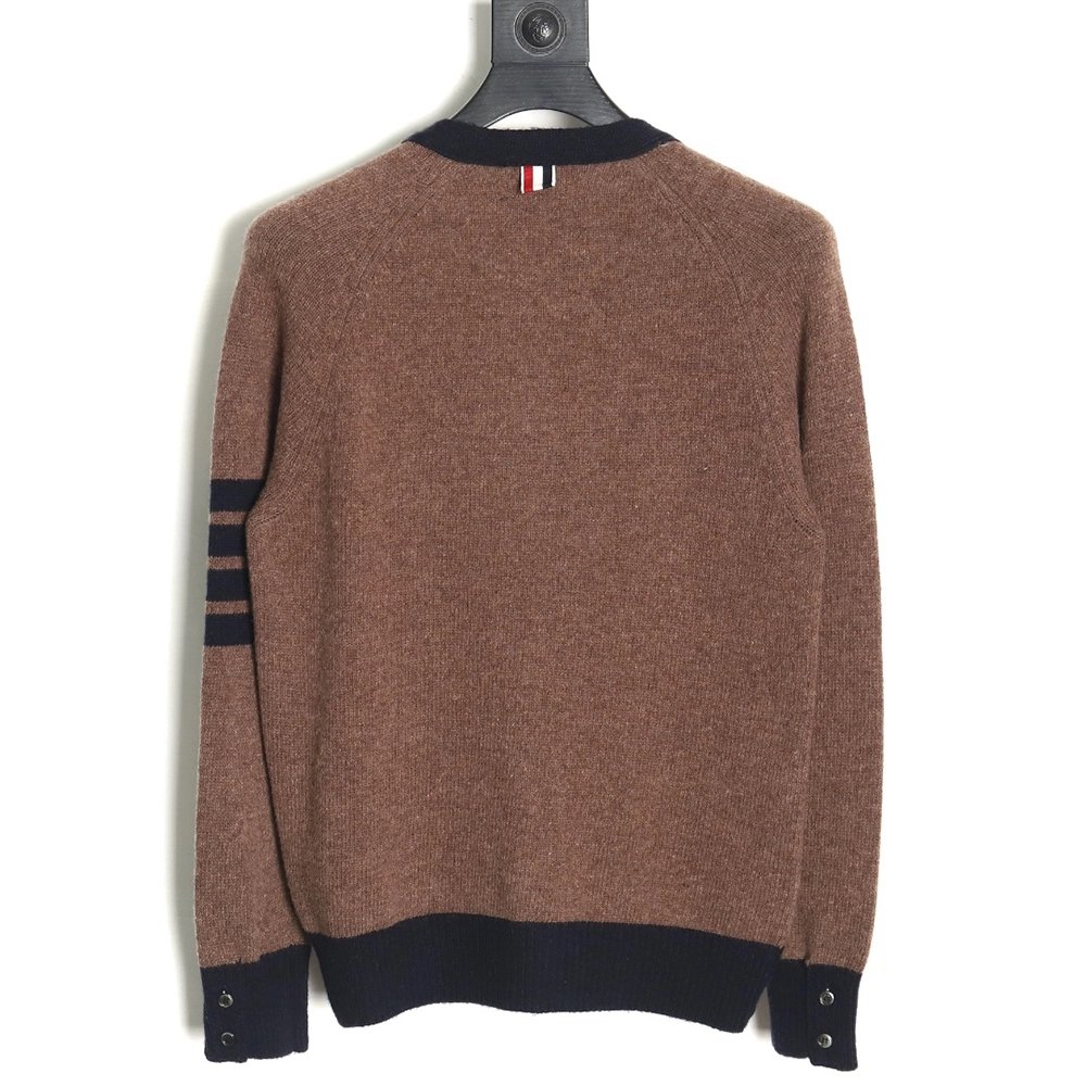 Thom Browne colorblock wool cardigan sweater TSK1,Cheap Replica Reps Thom Browne