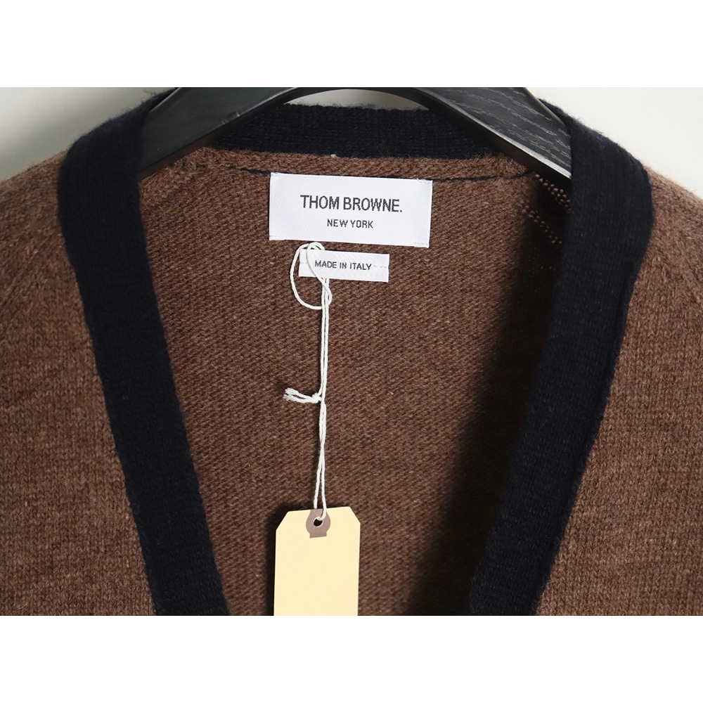 Thom Browne colorblock wool cardigan sweater TSK1,Cheap Replica Reps Thom Browne