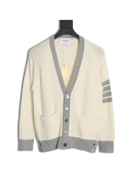 Thom Browne colorblock wool cardigan sweater,Cheap Replica Reps Thom Browne