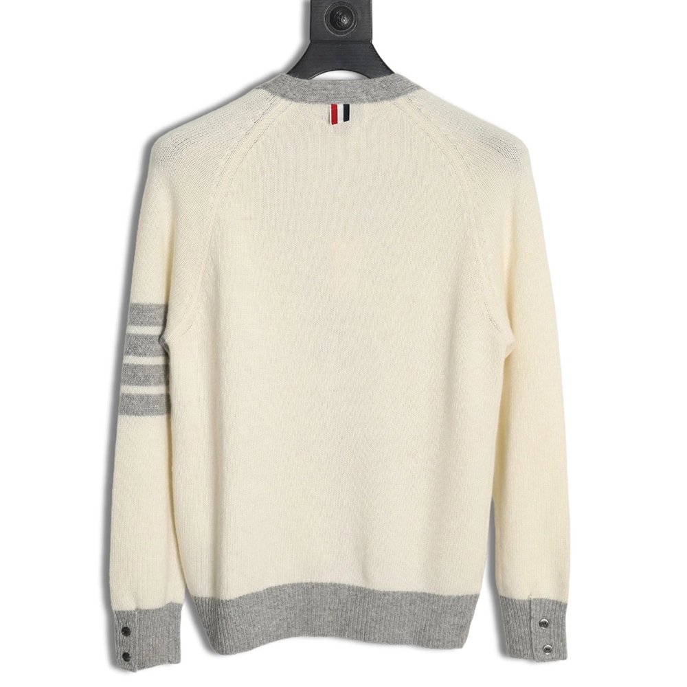 Thom Browne colorblock wool cardigan sweater,Cheap Replica Reps Thom Browne