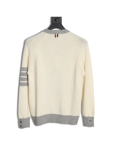 Thom Browne colorblock wool cardigan sweater,Cheap Replica Reps Thom Browne