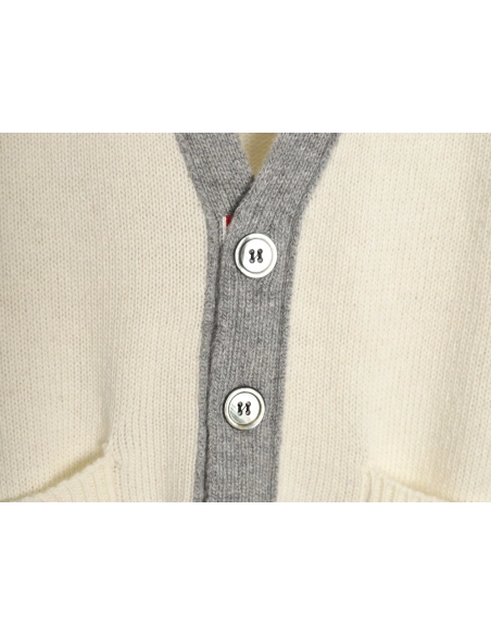 Thom Browne colorblock wool cardigan sweater,Cheap Replica Reps Thom Browne