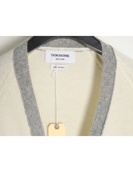 Thom Browne colorblock wool cardigan sweater,Cheap Replica Reps Thom Browne