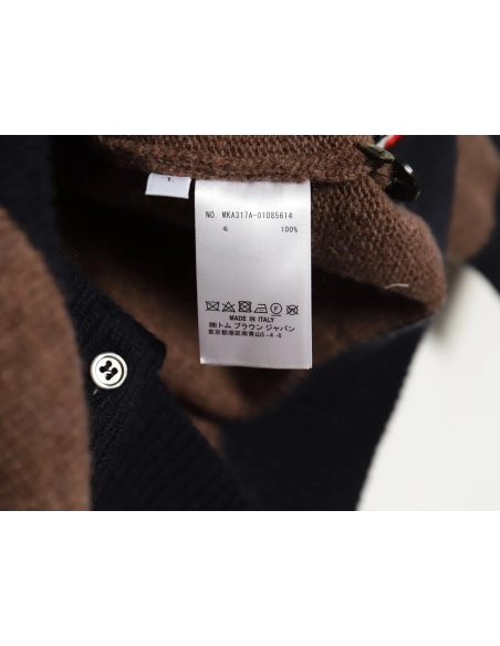 Thom Browne colorblock wool lapel sweater,Cheap Replica Reps Thom Browne