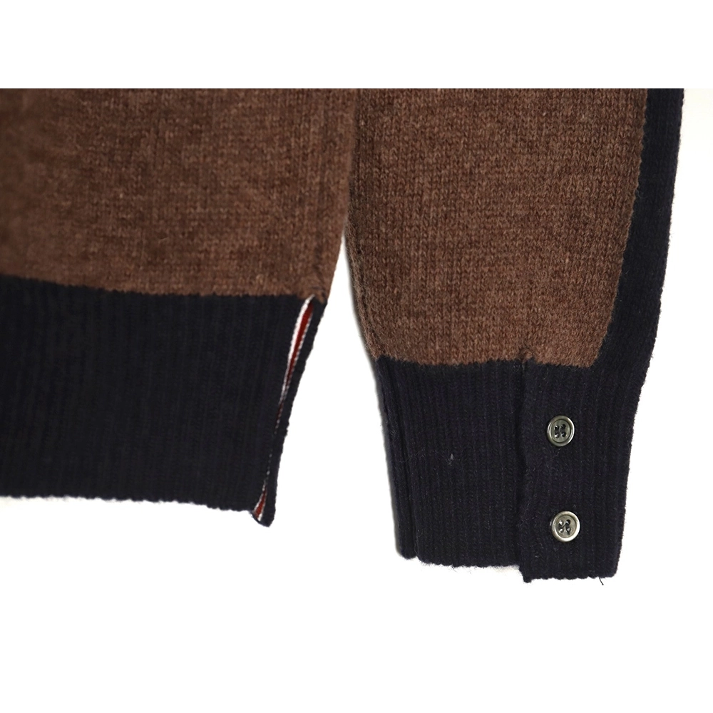 Thom Browne colorblock wool lapel sweater,Cheap Replica Reps Thom Browne