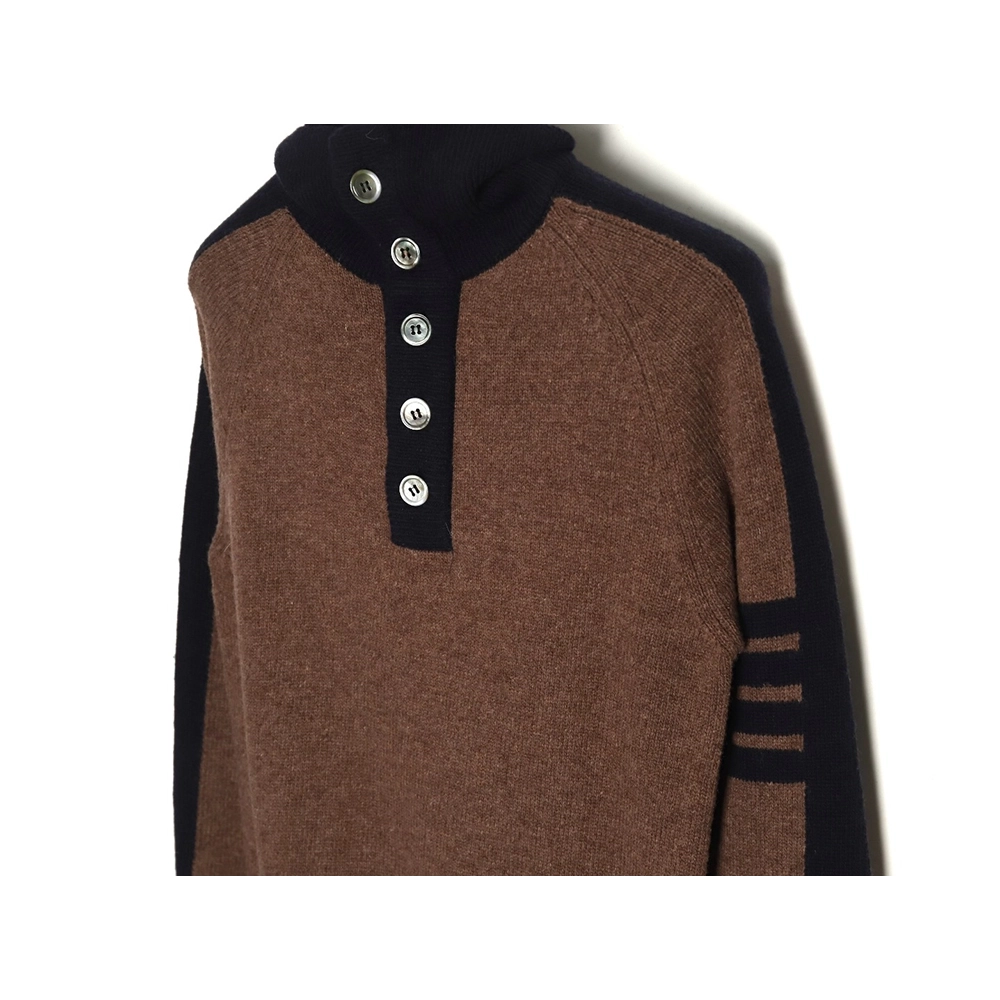 Thom Browne colorblock wool lapel sweater,Cheap Replica Reps Thom Browne