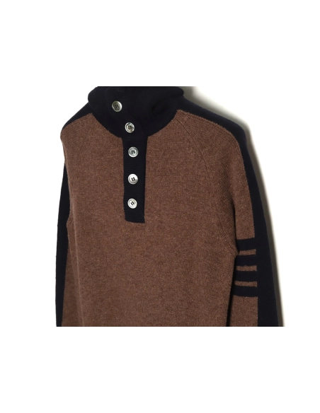 Thom Browne colorblock wool lapel sweater,Cheap Replica Reps Thom Browne