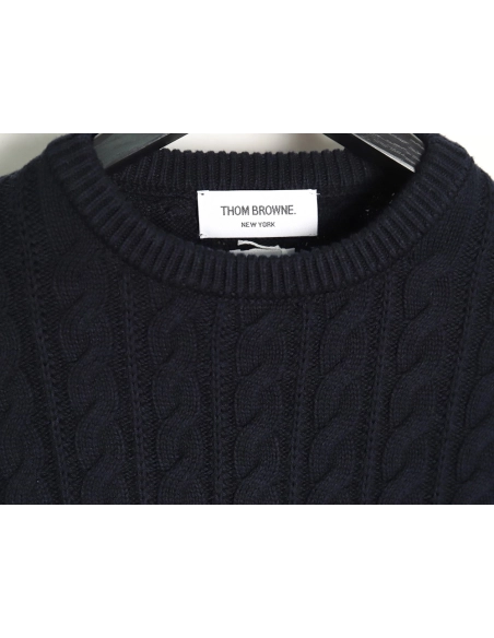 Thom Browne FourPanel Cable Crewneck Sweater TSK2,Cheap Replica Reps Thom Browne