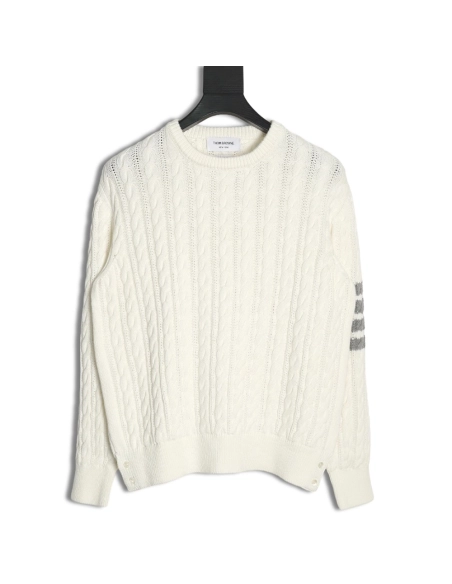 Thom Browne FourPanel Cable Crewneck Sweater,Cheap Replica Reps Thom Browne