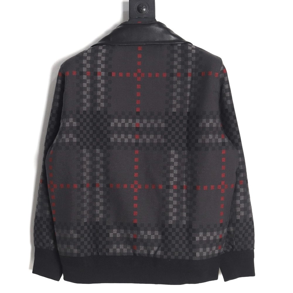 Burberry Pixel Check Wool Blend Harrington Leather Jacket,Cheap Replica Reps Burberry