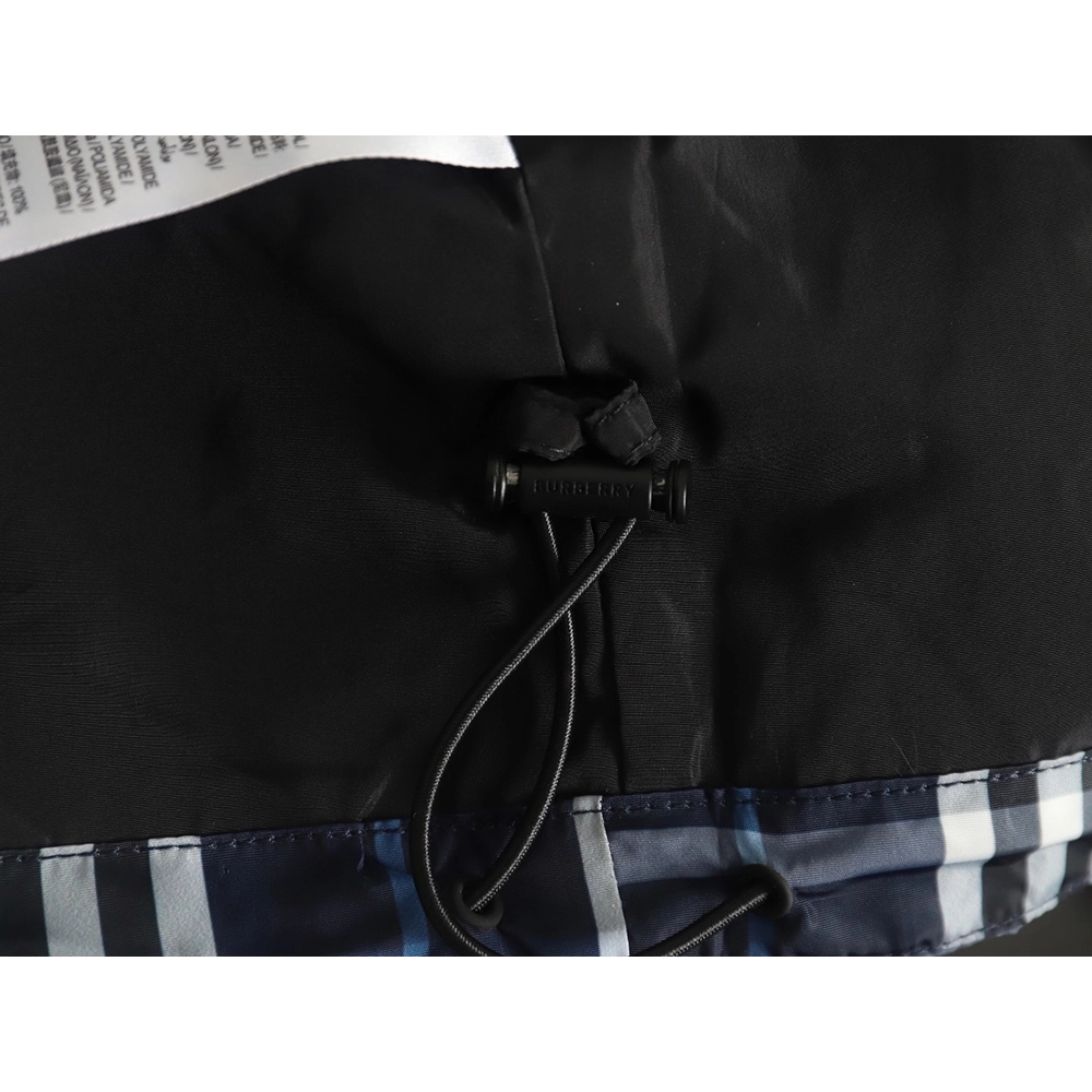 Burberry Blue and White Check Hooded Jacket,Cheap Replica Reps Burberry