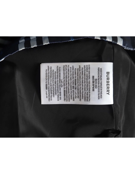 Burberry Blue and White Check Hooded Jacket,Cheap Replica Reps Burberry