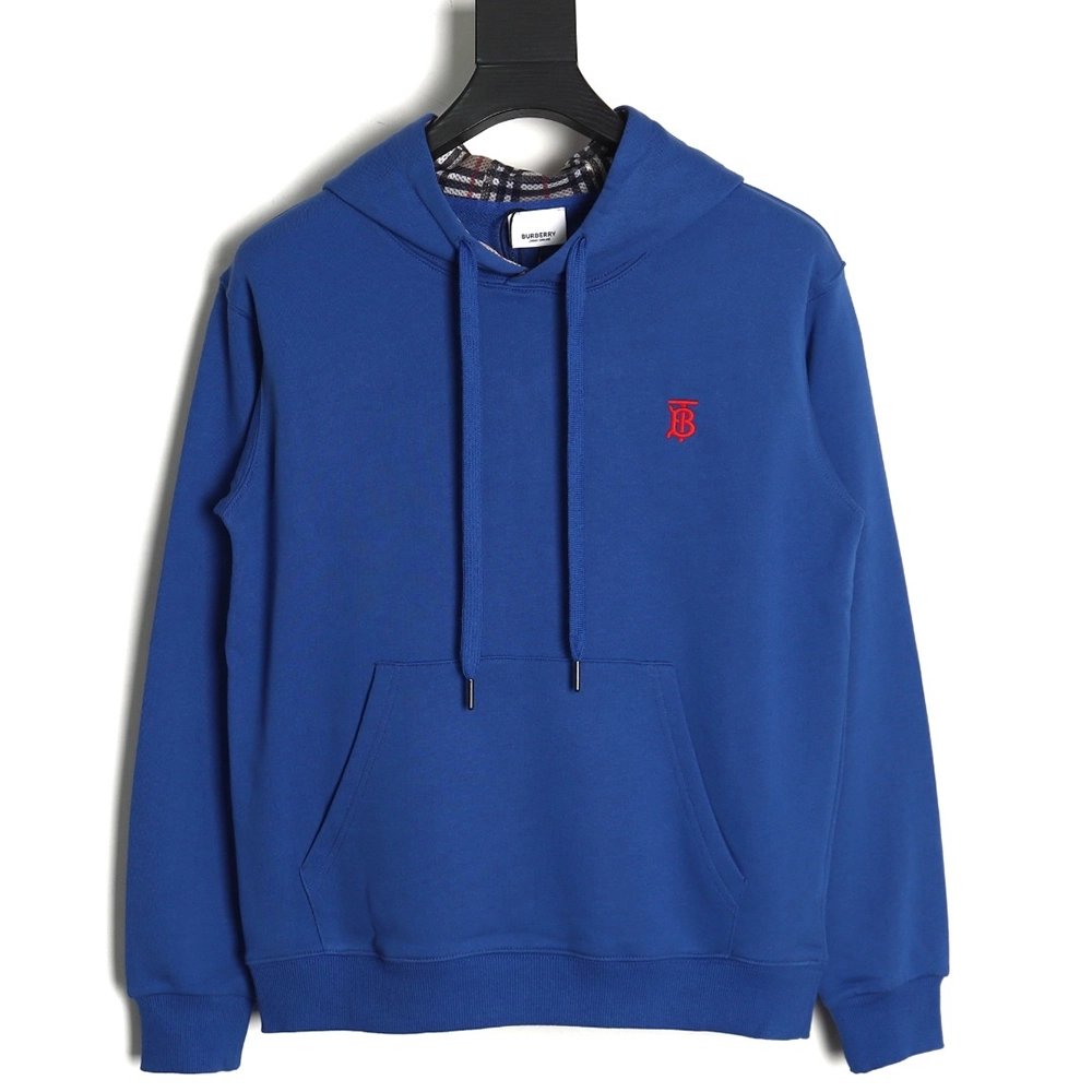 Burberry Classic Embroidered Logo Check Lined Hoodie TSK2,Cheap Replica Reps Burberry