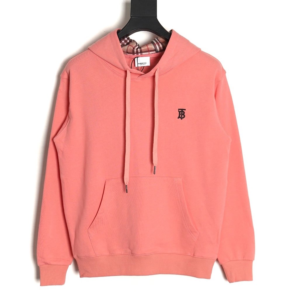 Burberry Classic Embroidered Logo Check Lined Hoodie TSK1,Cheap Replica Reps Burberry