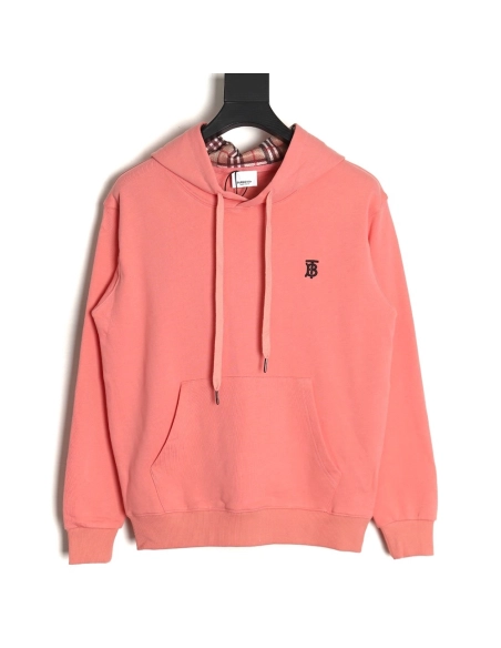 Burberry Classic Embroidered Logo Check Lined Hoodie TSK1,Cheap Replica Reps Burberry