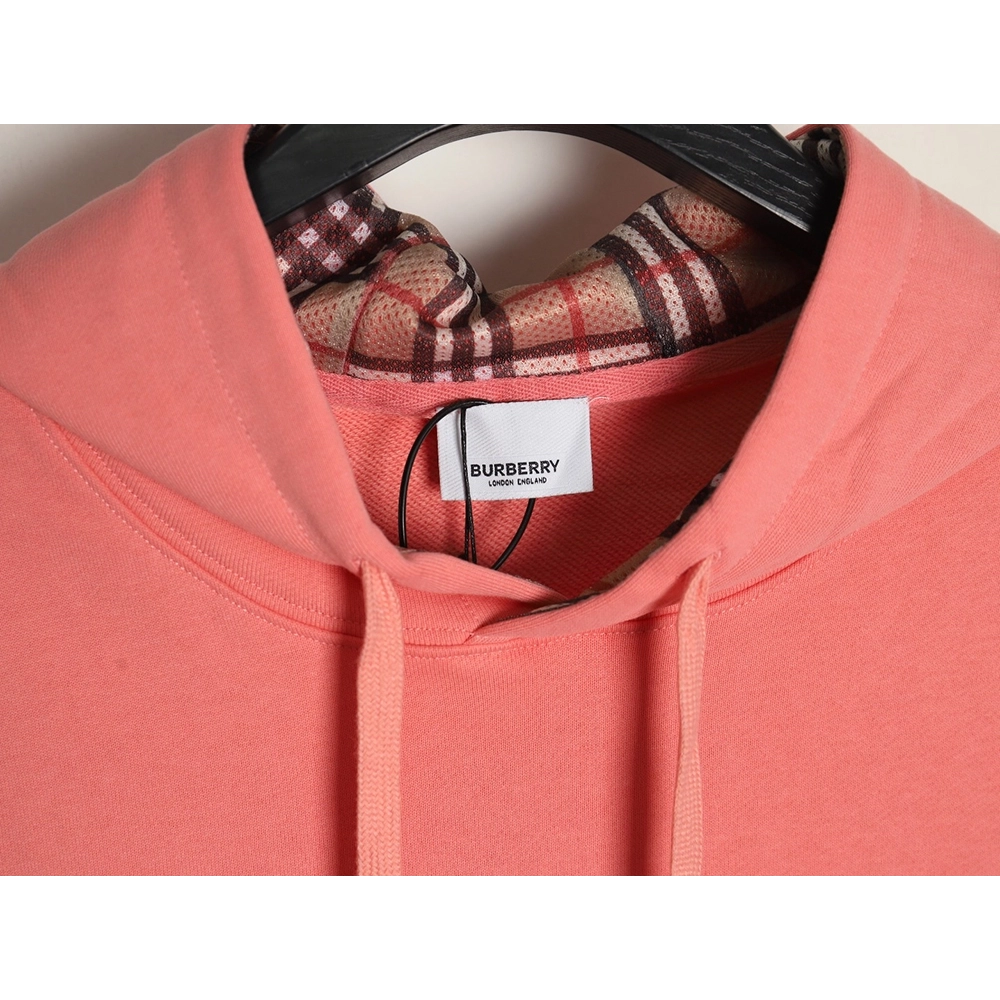 Burberry Classic Embroidered Logo Check Lined Hoodie TSK1,Cheap Replica Reps Burberry