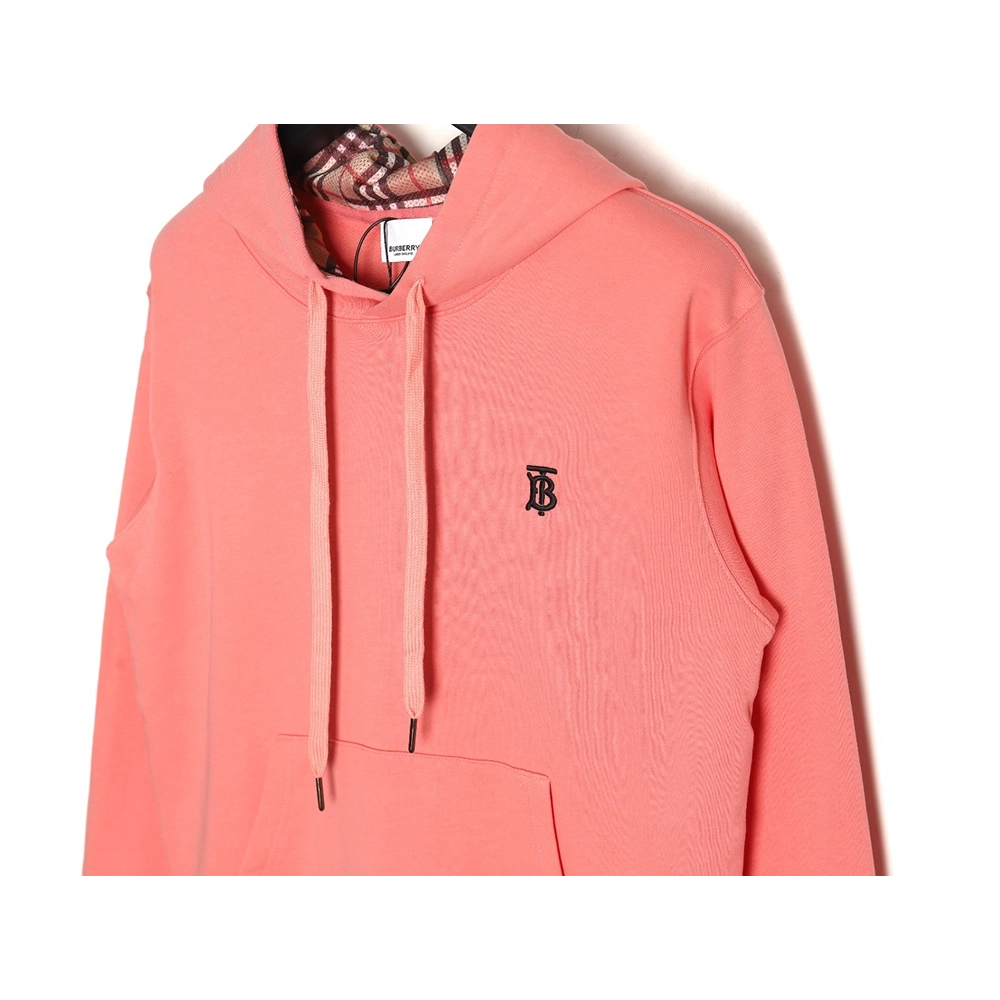 Burberry Classic Embroidered Logo Check Lined Hoodie TSK1,Cheap Replica Reps Burberry