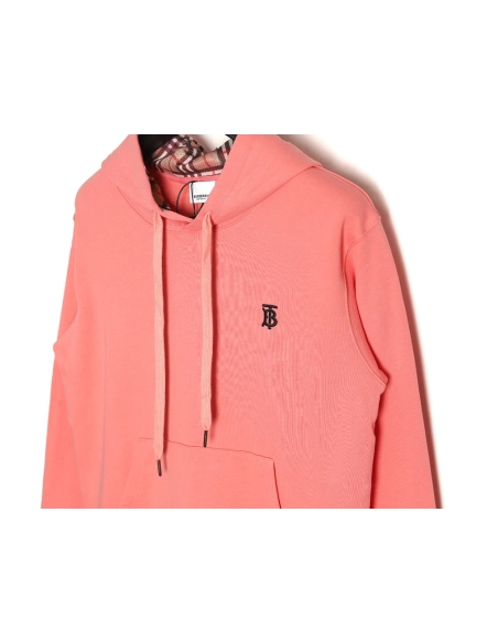 Burberry Classic Embroidered Logo Check Lined Hoodie TSK1,Cheap Replica Reps Burberry