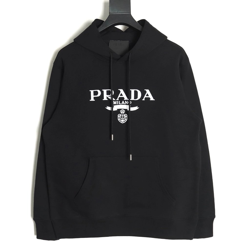 Prada Logo Embroidered Hoodie,Cheap Replica Reps Prada