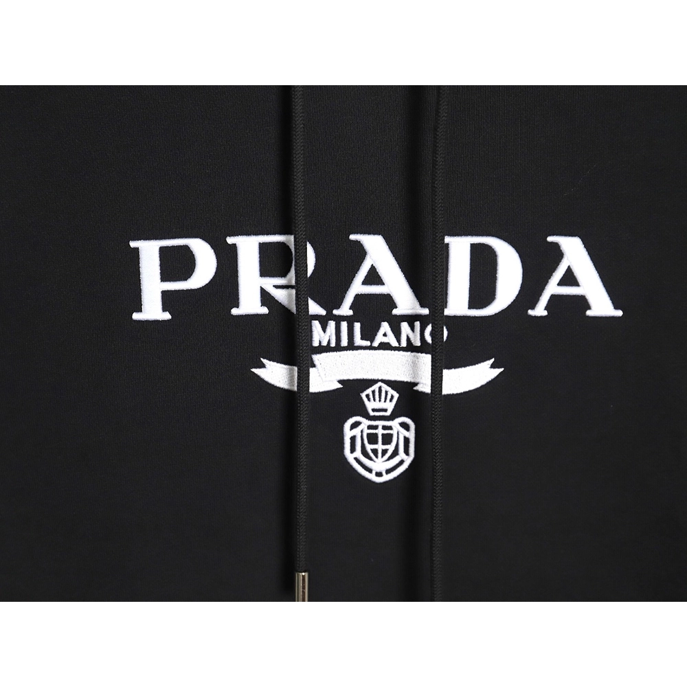 Prada Logo Embroidered Hoodie,Cheap Replica Reps Prada