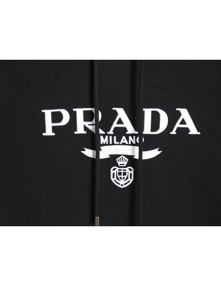 Prada Logo Embroidered Hoodie,Cheap Replica Reps Prada