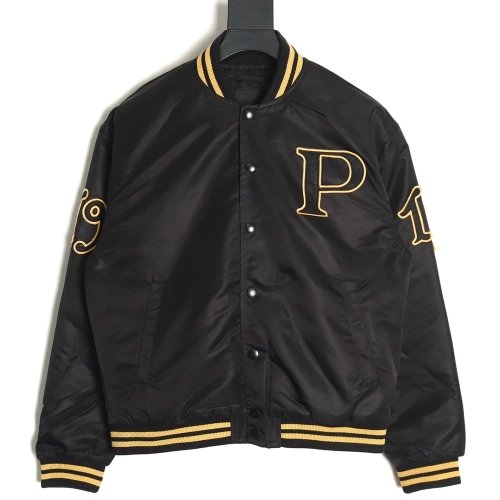 Prada baseball jacket with P patch on chest TSK1,Cheap Replica Reps Prada