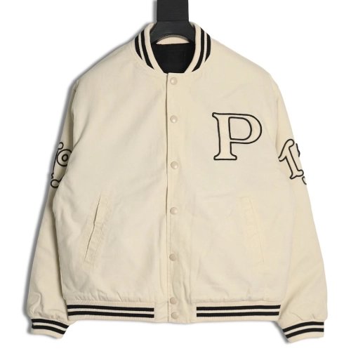 Prada baseball jacket with P patch on chest,Cheap Replica Reps Prada