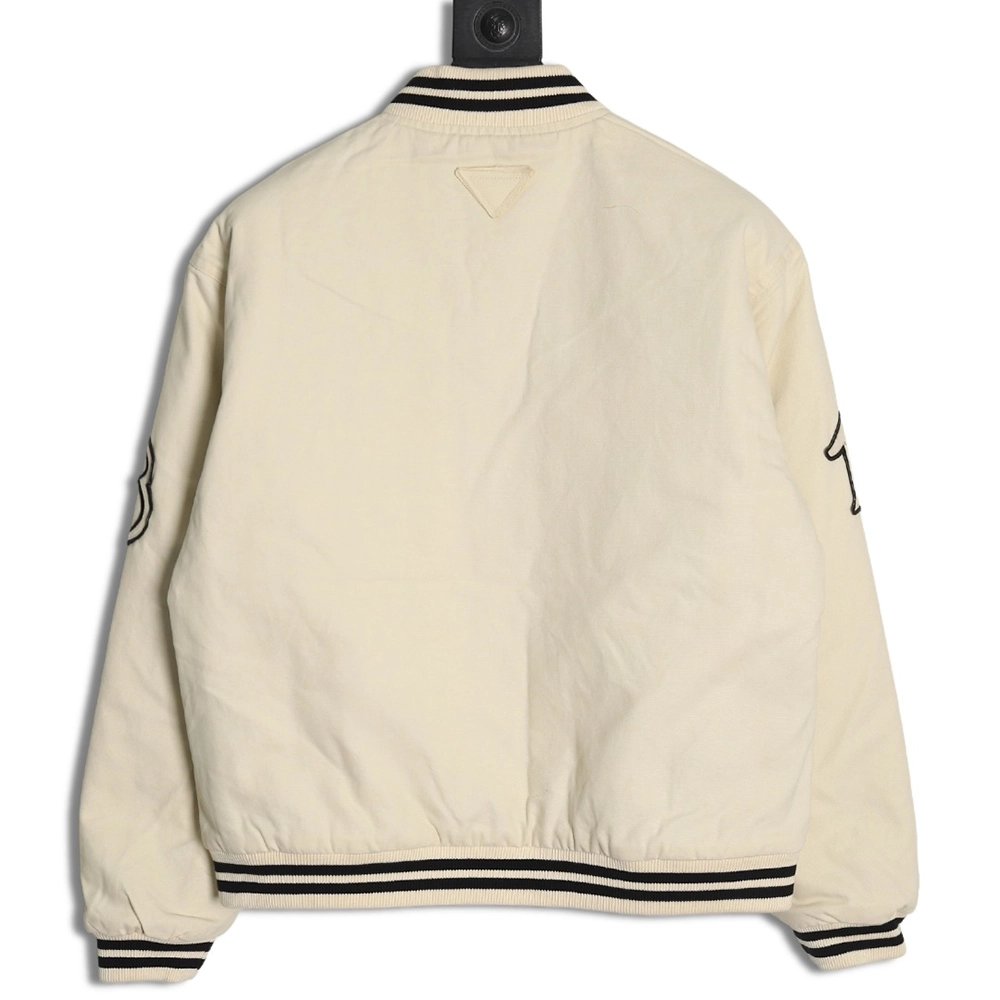 Prada baseball jacket with P patch on chest,Cheap Replica Reps Prada